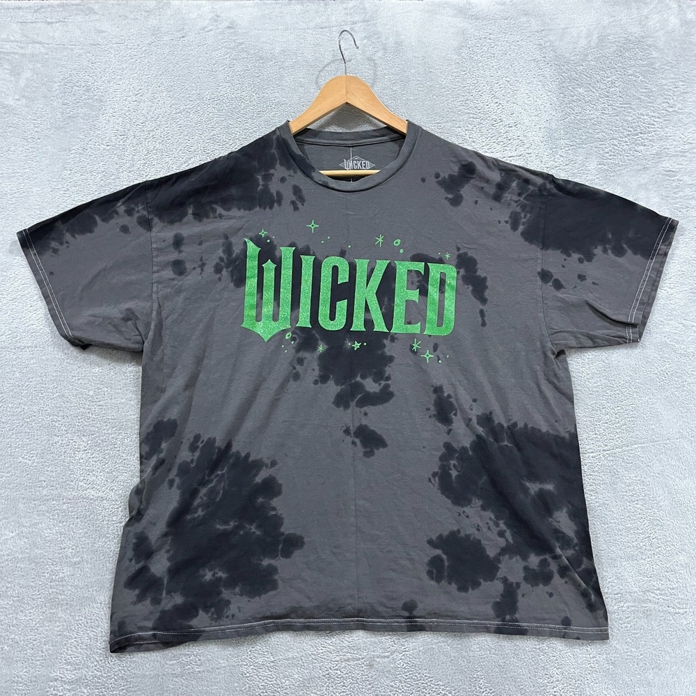 Wicked Universal Studios Shirt Womens 2XL Relaxed Tye‎ Dye Gray Short Sleeve